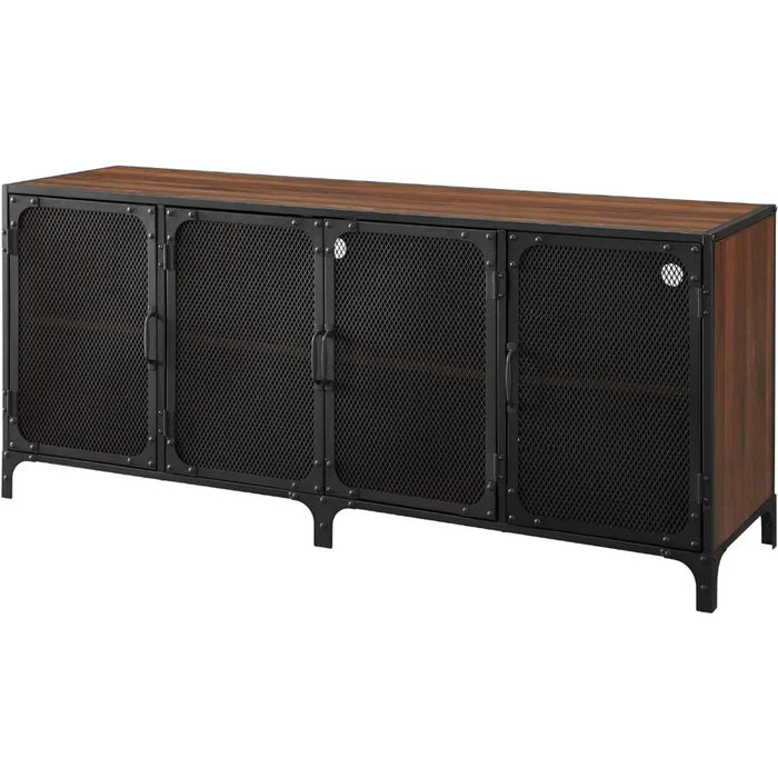 4 Door Metal Mesh Tv Console Home Furniture for Modern Television Suitable for Up to 65" Tv Wall Cabinet 60" Stand Living Room