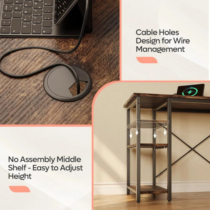 Bestier L Shaped Computer Desk, Reversible Corner Office Desk with Shelves, 75 Inch 2 Person Long Desk, Writing Study Table