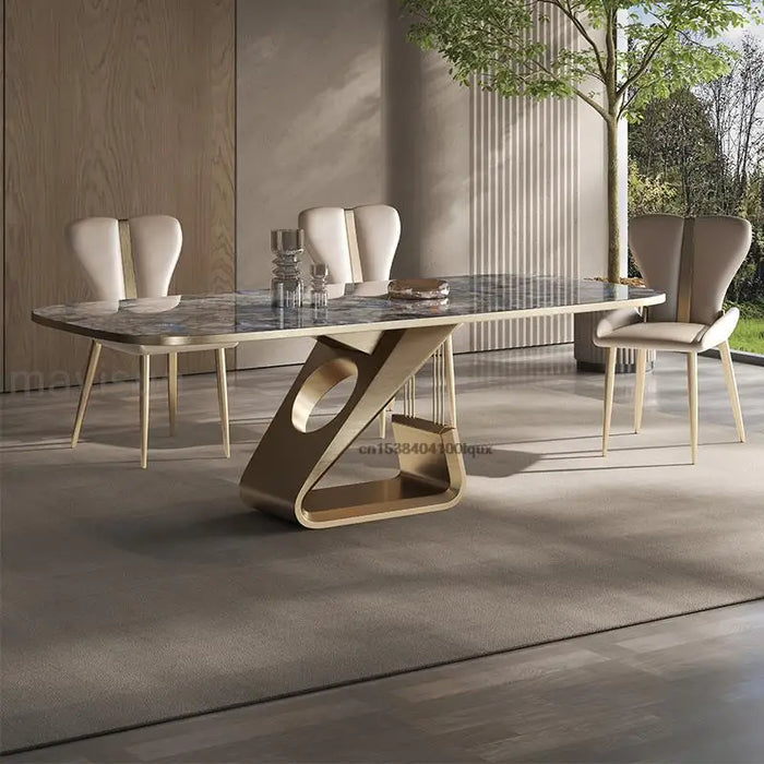 Luxury Kitchen Tables Six Chair In Blue Design Table Frame Granite Marble Panel Countertop Home Furniture White Dining Room Sets