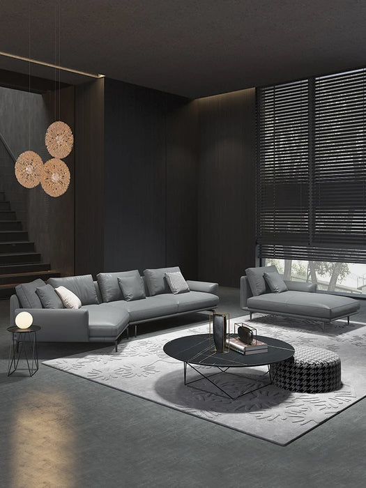 Italian luxury minimalist leather sofa living room creative Nordic Italian abnormity