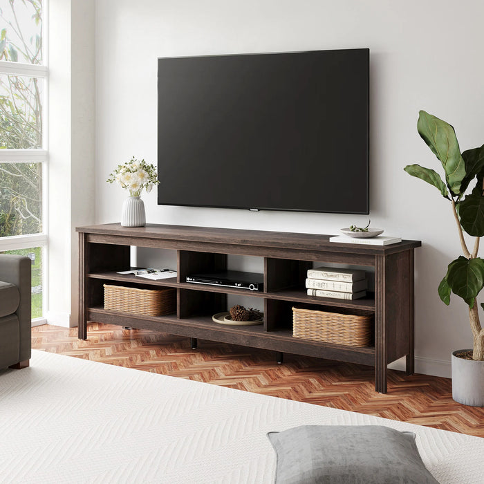 BOUSSAC Brown TV Stand for 75 inch TV Entertainment Center, Wood TV Console Table with Storage for Living Room, 70''