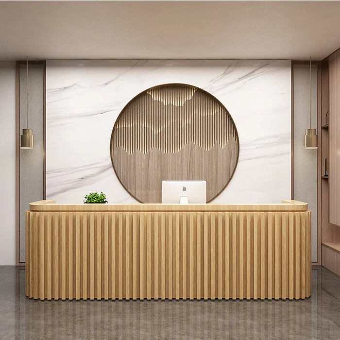 Wooden Office Front Desk Reception Cafe Counter Clinic Reception Desk Information Conference Comptoir De Caisse Furniture Office