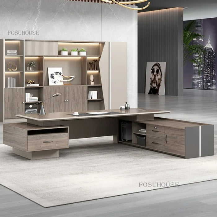 Italian Office Boss Desks Table Simple Modern President Desk Office Furniture Large Manager Computer Desk and Chair Set K