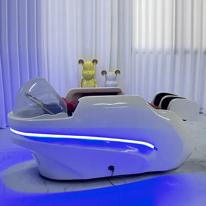 Modern Luxury Hair Salon Furniture White Electric Multifunctional Beauty Salon Hair Washing Massage Shampoo Chair with Bowl