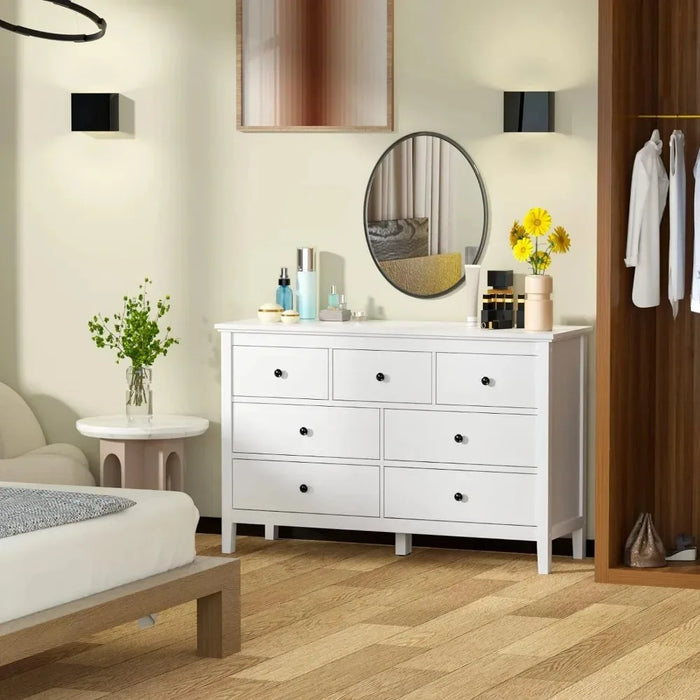 Dressers,Modern Dresser for Bedroom, 7 Drawer,with Wide Drawer and Metal Handles, Wood Dressers & Chests of Drawers,Dresser
