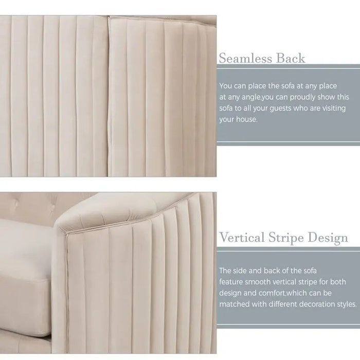 Velvet Upholstered Loveseat Sofa, 2-Person Loveseat Sofa Modern Loveseat Couch with Thick Removable Seat Cushion for Living Room