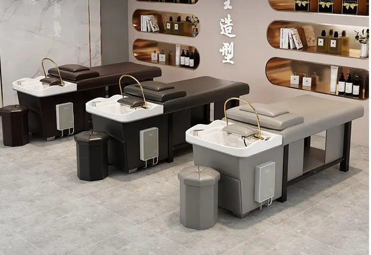 Barber shop hair salon tea bran head treatment shampoo bed beauty hair treatment water circulation Thai soup ear picking bed