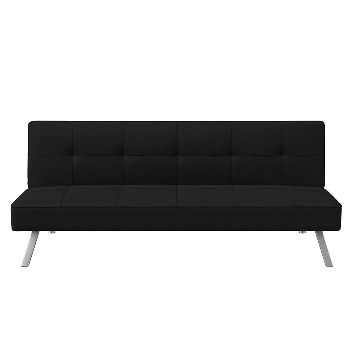 Modern Futon, Black Fabric for Living Room Home or Office