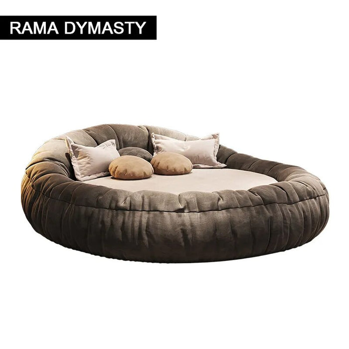 Modern Minimalist Round Bed Couple Bed 2M Italian Minimalist Master Bedroom Double Bed Light Luxury Fabric Bed