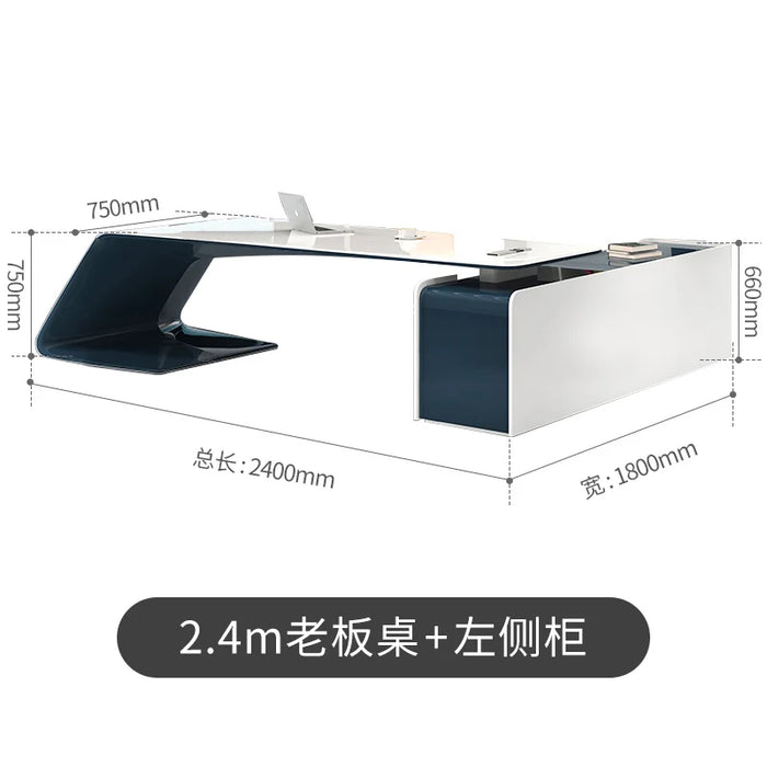 L Shape Meeting Office Desks Drawers Console Desktop Workstation Executive Storage Scrivania Con Cassetti Luxury Furniture