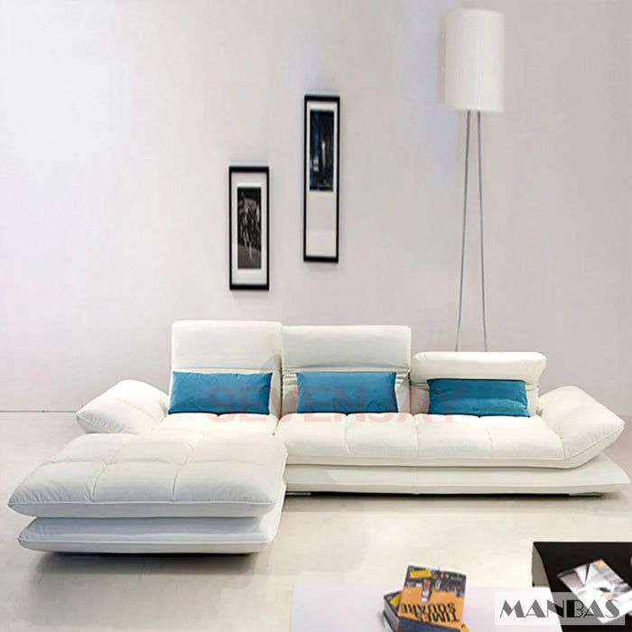 Elegant Italian Leather Couch for Living Room Sofas Sets with Adjustable Headrests and Armrests Genuine Leather Sectional Sofa