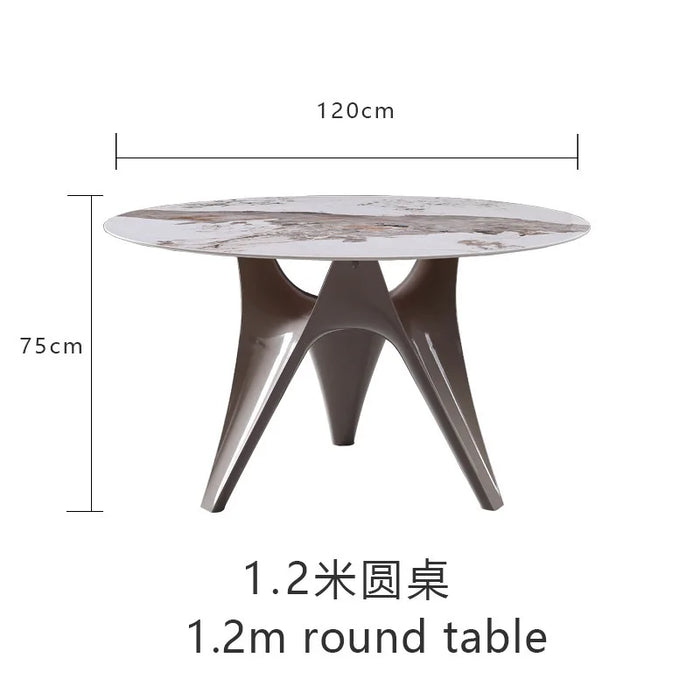 Italian Stone Plate round Dining Tables and Chairs Set Modern Simple Small Apartment with Turntable round Table Household Light