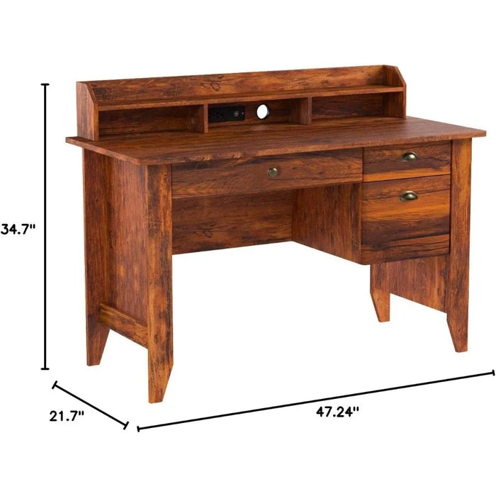 Eleanor Executive Desk Wood Grain Golden Cherry Freight Free Table Study Writing Office Furniture