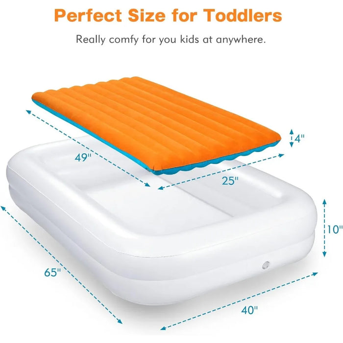 Toddler Air Bed Mattress | Inflatable Toddler Bed Toddler Travel Bed [4-Side] | Both Side Usable Folding Beds