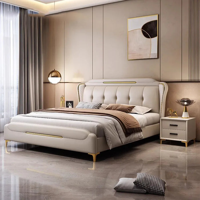 Nordic Luxury Double Bed Wood King Drawers Headboard Frame Double Bed Modern Sleeping Letti Matrimoniali Furniture For Bedroom