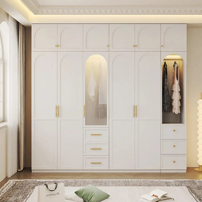 Nordic Display Wardrobes Wooden Glass Storage Apartment Tall Simple Cabinets Luxury Clothes Armario De Ropa Salon Furnitures