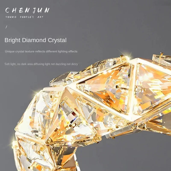 Modern LED Diamond Ceiling Chandeliers K9 Pendent Lamp Luxury Ring Living Dining Room Home Decor Hanging Light Luster Fixtures
