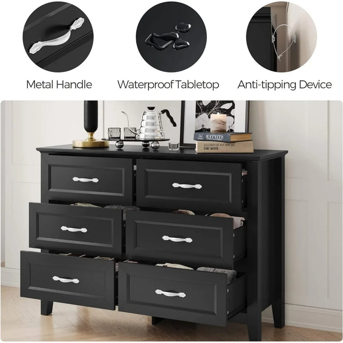Dresser with 9 Drawers Dresser, Wide Chest of Drawers Wood Dresser, Double Dresser StorageBedroom, Living Room, Dresser
