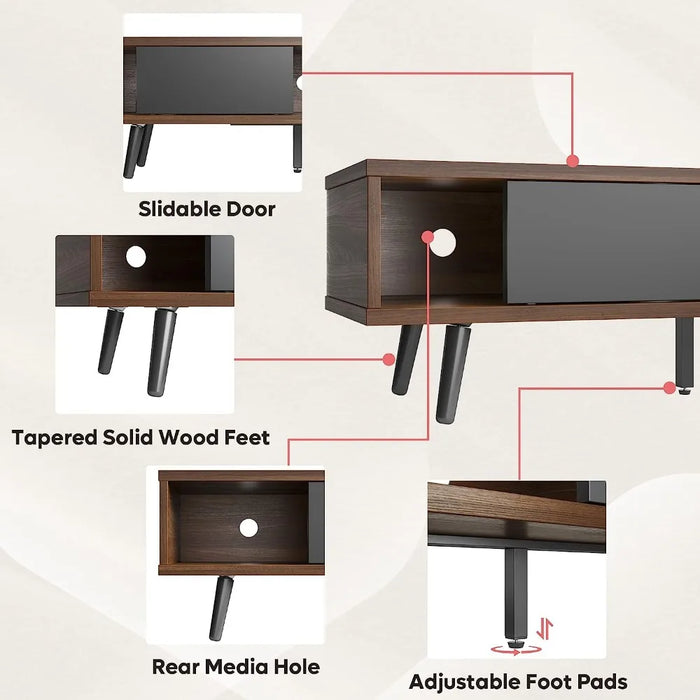 TV Stand for 75 Inch TV, Living Room Entertainment Center, Low Profile TV Stand TV Cabinet with Storage Space