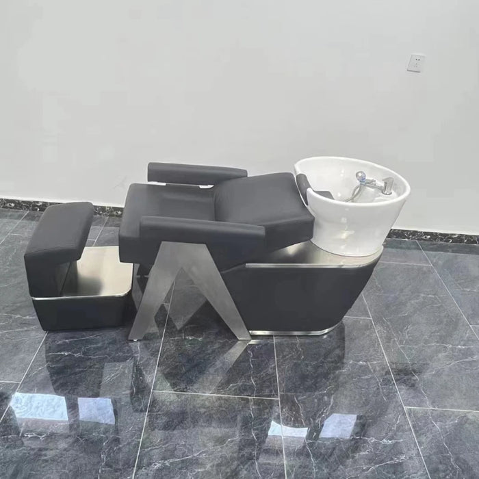 New Hairdressing Shampoo Chairs Half Lying Dedicated Hair Salon Ceramics Barb Shampoo Chairs Massageador Furniture QF50SC