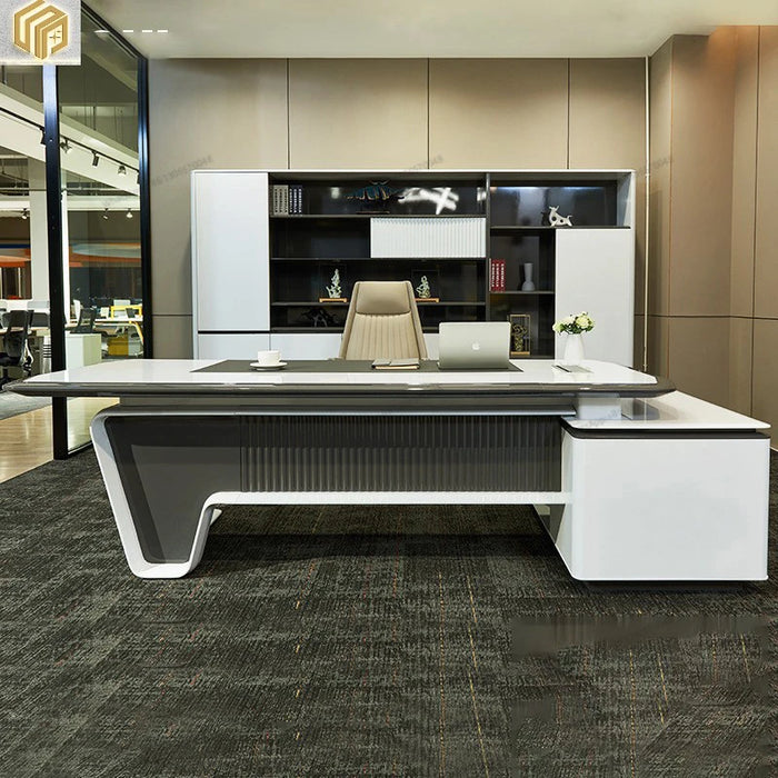 Fashionable and luxurious office furniture, boss's desk, modern business style office, solid wood manager's desk