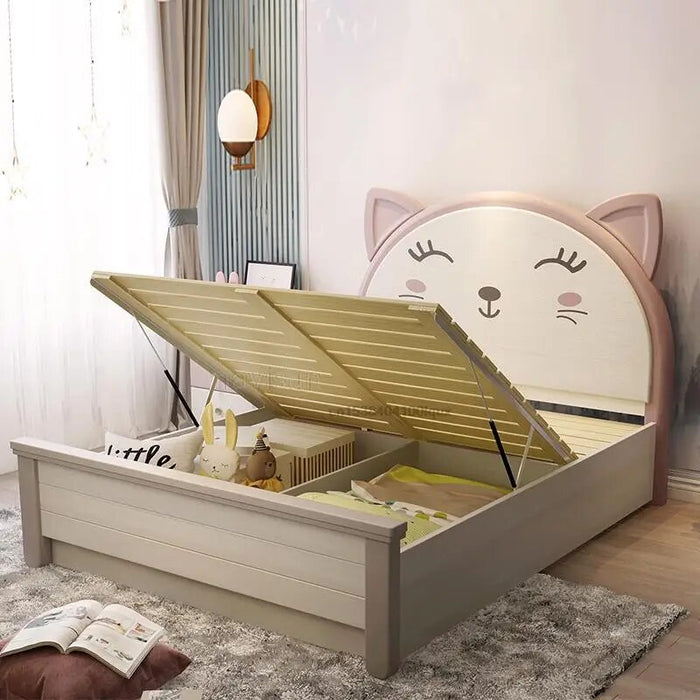 Solid Wood Children's Bed For Girl Bedroom Princess Single Bed 1.2m 1.5m Pink Modern Simple High-end Kid's Furniture Household