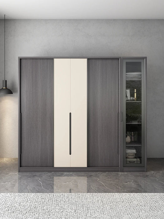 Modern simple wardrobe for storing household bedrooms economical integral sliding door storage cabinet sliding door wardrobe