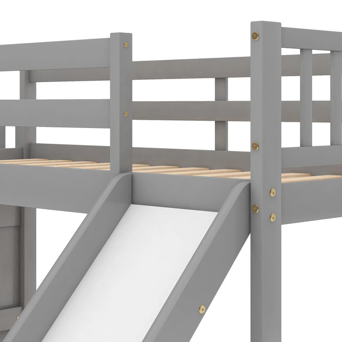 VSOGA Twin In Bunk Bed - With Convertible Slides And Stairs, 92.8-42.3-50.6cm