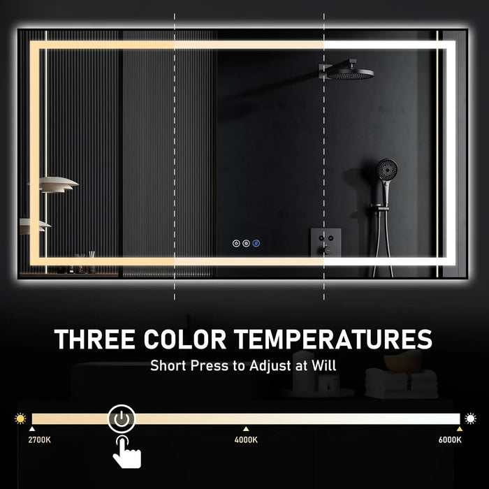 Tatub 72"x48" LED Bathroom Mirror with Lights, Smart Lighted Bathroom Mirror for Wall