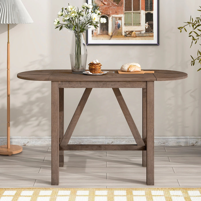 3-Piece Wood Counter Height Drop Leaf Dining Table Set with 2 Upholstered Dining Chairs for Small Spaces