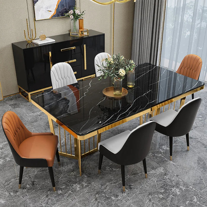 Light luxury dining table and chair combination marble small unit modern simple rectangular Nordic household dining table gs01