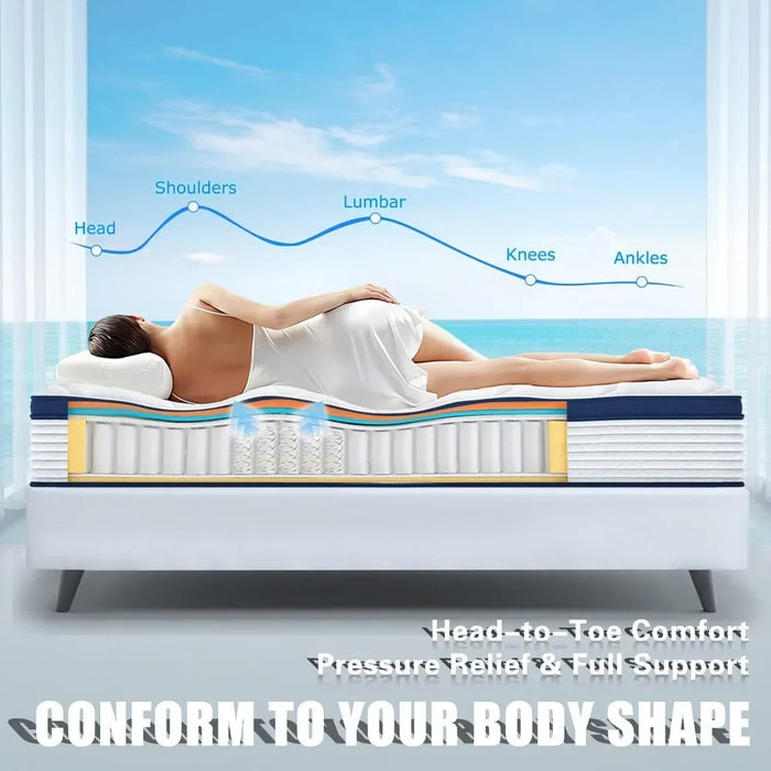 Deep Sleep 8 Inch Mattress Twin Size in a Box Mattresses Soft Hybrid Mattress Made in USA CertiPUR-US Certified Matress Bed King