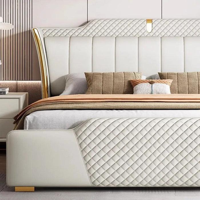 Queen Size Nordic Double Bed Designer Whitr Shelves Luxury Headboard Twin Bed Frame Platform Safe Letto Matrimoniale Furniture