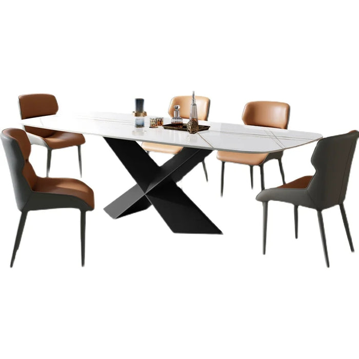 Italian slate table rectangular modern light luxury Nordic bright luxury stone creative dining table and chair combination