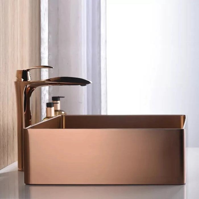 Top Quality Luxury Bathroom Basin sink 500*400*140mm Vessel Basin Hotel Vanity Basin Rose Gold Basin Toilet Sink,Modern Design