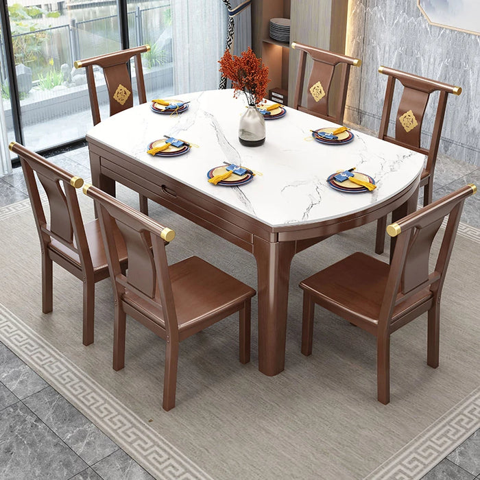 Chinese Style Eating Dining Table Induction Household Telescopic Dual Use Dining Table Set Mesa Comedor Kitchen Furniture QF50DT