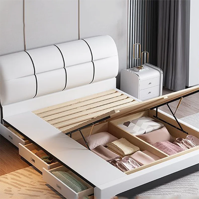 Queen Size Double Bed Waterproof European Storage Safe Modern Twin Bed Frame Wood Multifunctional Camas De Casal Furniture