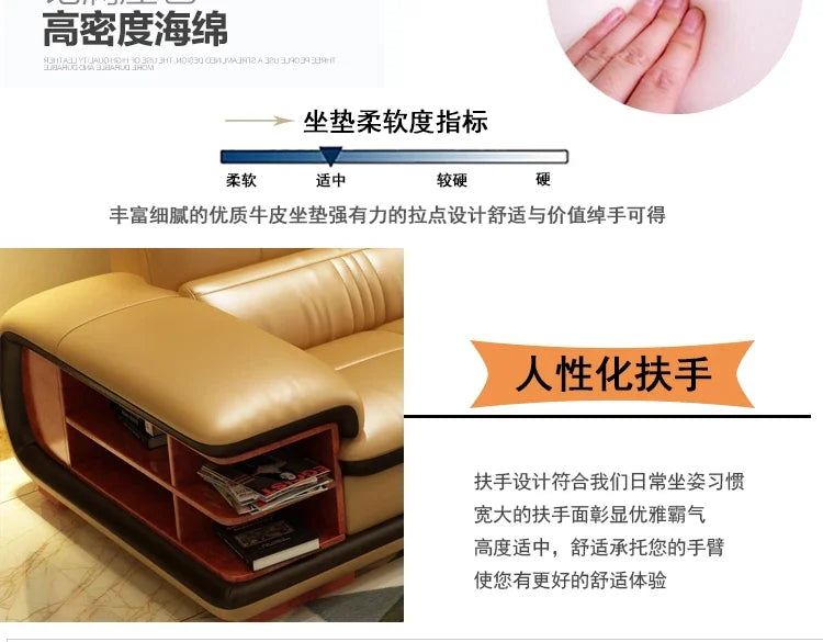 Living Room Sofa storage corner real genuine leather sofas salon couch puff asiento muebles de sala canape L shape sofa cama
