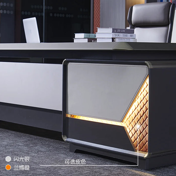 Luxury Boss Modern Work Desk Standing Wood Executive Reception Table Corner Modern Escritorio Con Cajones Office Furniture DWH