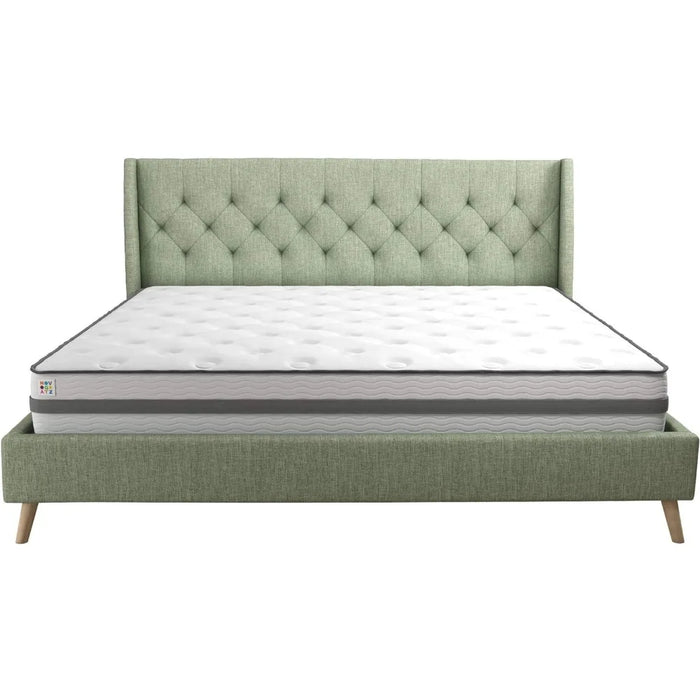 Novogratz Her Majesty Bed, King, Light Green Linen