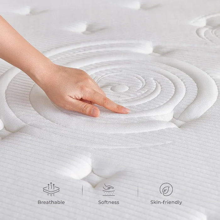 12 Inch Bed Mattress Bamboo Charcoal Foam Hybrid Queen Size Mattress with Pocketed Coils for Comfort Sleep and Balanced Support