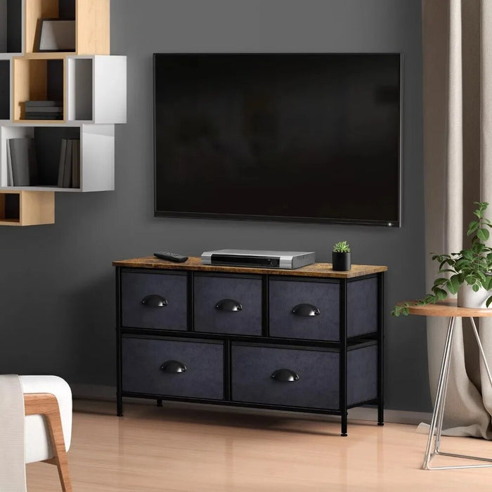 5 Fabric Drawers - Bedroom Furniture Storage Chest Tower Unit for Bedroom, Hallway, Closet, Easy Pull Fabric Bins