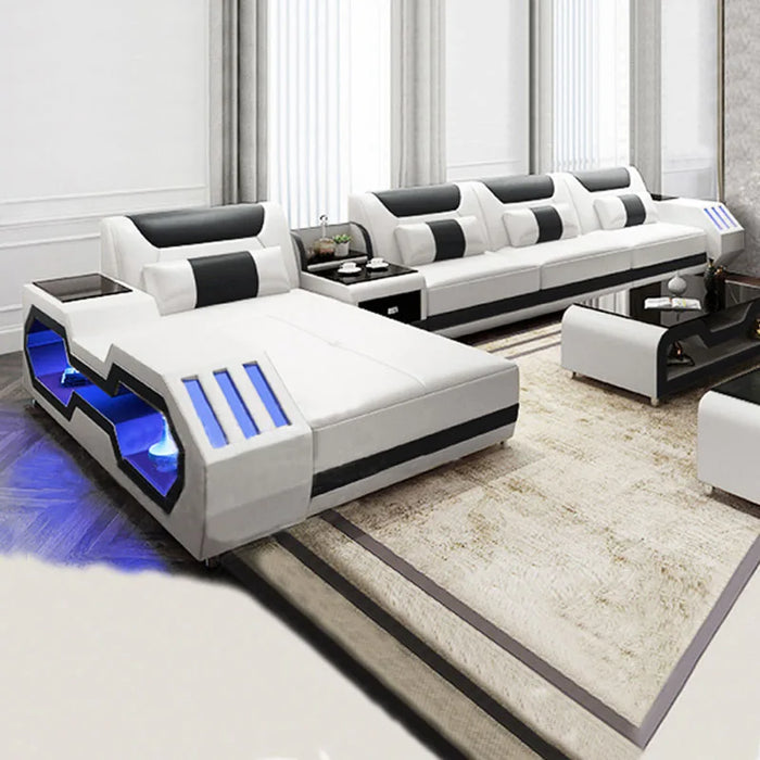 Italian minimalist leather sofa KTV private room video room with lights creative sofa personality music sofa
