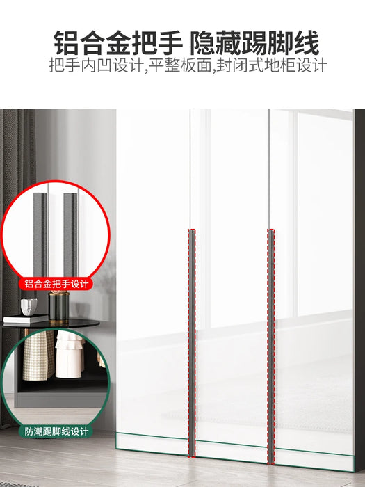 Bedroom small apartment wall bright simple storage cabinet glass wardrobe