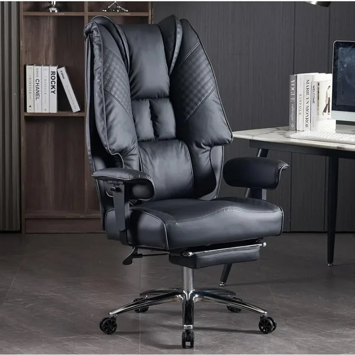 Big and Tall Office Chair 400lbs Wide Seat,Leather High Back Executive Office Chair with Foot Rest,Ergonomic Office Chair Lumbar