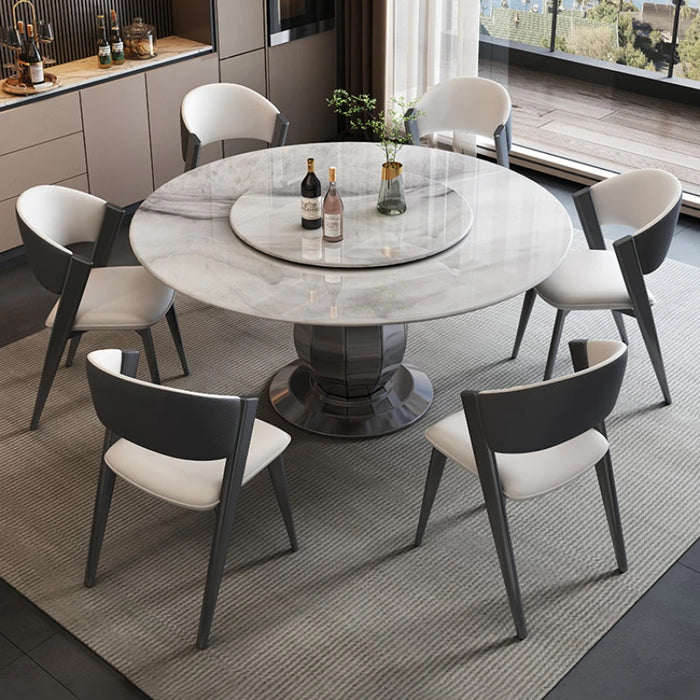 Natural Marble Dining Table Modern Minimalist Small Unit Circular With Turntable Light Luxury Super Crystal Luxury YX50DT