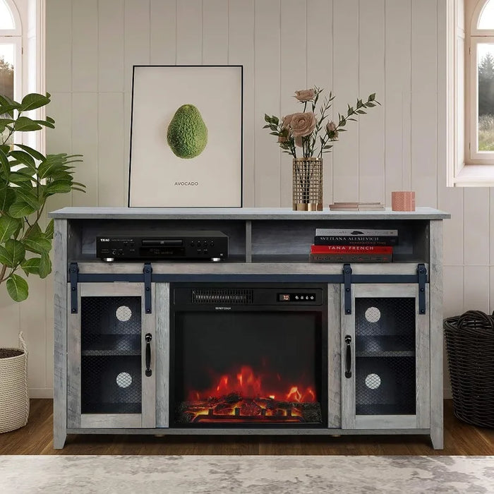 TV Stand for TVs up to 65" with Electric Fireplace Included,Media Storage Television Console for Living Room (Black)