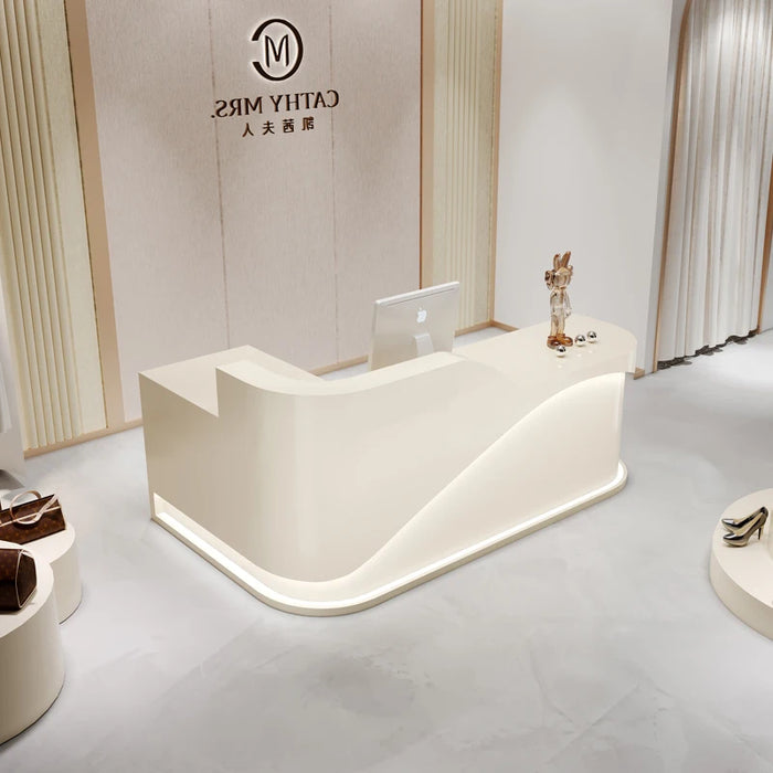Cash Counter White Reception Desk Clinic Information L Shaped Reception Desks Nail Salon Beautysalon Meubilair Furniture