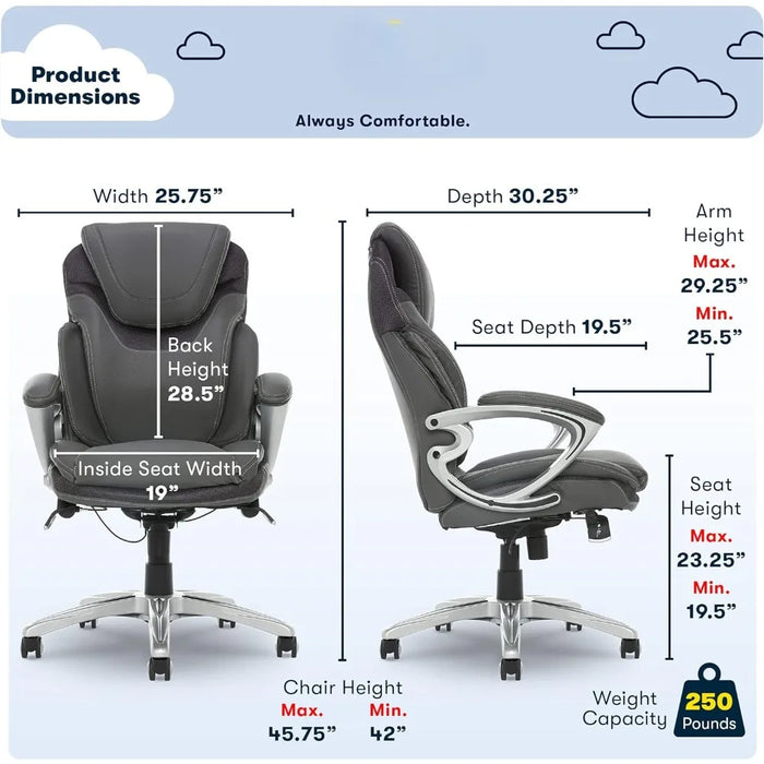Bonded Leather Ergonomic Chair for Office Furniture Gray Freight Free Desk Chairs Individual Armchair Backrest Relaxing Recliner