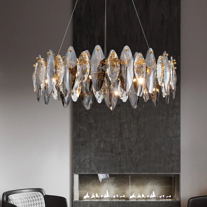 Modern Crystal Chandelier Light Luxury LED Clear Pendant Lamp For Living Room Dining Hall Bedroom Kitchen Island Chandelier